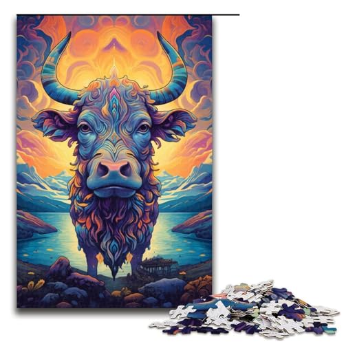 Puzzle für Erwachsene, 1000 Teile, Kuh auf dem Berg, Naturpuzzle, Lernspiele, Heimdekoration, Puzzle, Heimkunstdekor, Größe 50 x 75 cm von LLONGKT