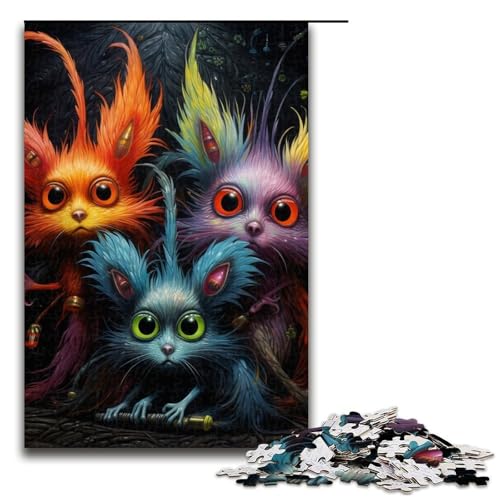 Puzzle für Erwachsene, 1000 Teile, Kunst, süßes Eichhörnchen, schwieriges Puzzle, perfekte Dekoration für Teenager ab 14 Jahren, Größe 50 x 75 cm von LLONGKT