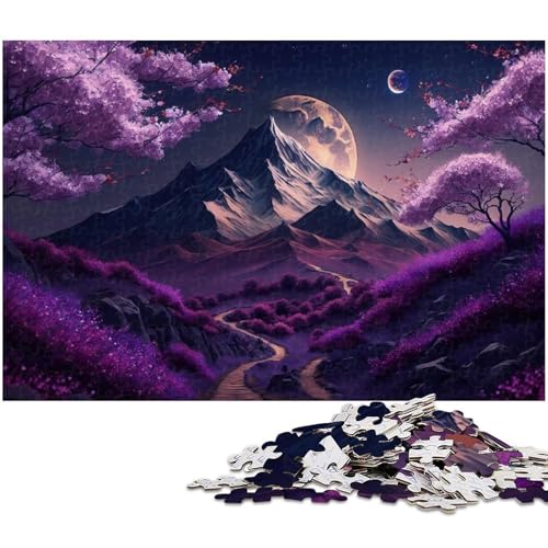 Puzzle für Erwachsene, 1000 Teile, Lavendel, Berg Fuji, Lernspielzeug, Familienspiele, verbessert das Gedächtnis, Größe 50 x 75 cm von LLONGKT
