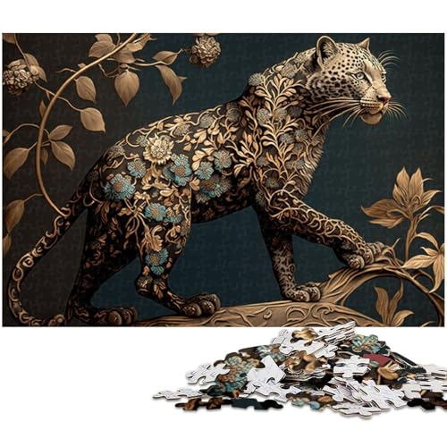 Puzzle für Erwachsene, 1000 Teile, Leoparden-Tierpuzzle, Lernspielzeug, Stressabbau, schwierige Herausforderung, Größe 38 x 26 cm von LLONGKT