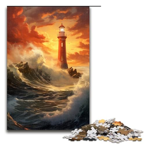 Puzzle für Erwachsene, 1000 Teile, Leuchtturm in der Brandung, Eltern-Kind-Interaktion, geeignet für Jugendliche ab 14 Jahren von LLONGKT