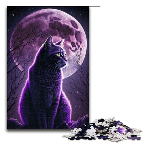 Puzzle für Erwachsene, 1000 Teile, Lila Katze und Mond, Puzzle – anspruchsvolles Spiel, tolles Geschenk für Spiele, geeignet für und Jugendliche ab 14 Jahren, Größe 50 x 75 cm Puzzle für Erwachsene, 1000 Teile, Lila Katze und Mond, Puzzle – anspruchsvolles Spiel, tolles Geschenk für Spiele, geeignet für und Jugendliche ab 14 Jahren, Größe 50 x 75 cm von LLONGKT