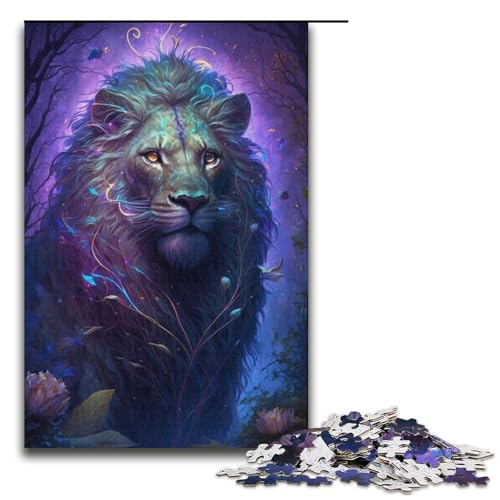 Puzzle für Erwachsene, 1000 Teile, Löwe, Blume, Galaxie, Puzzle für Erwachsene, Papppuzzle, interessanter Stressabbau (Größe 38 x 26 cm) von LLONGKT
