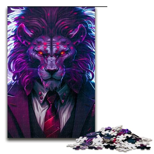 Puzzle für Erwachsene, 1000 Teile, Löwe im Anzug, Lernspiele, Heimdekoration, Puzzle, Heimkunstdekor, Größe 50 x 75 cm von LLONGKT