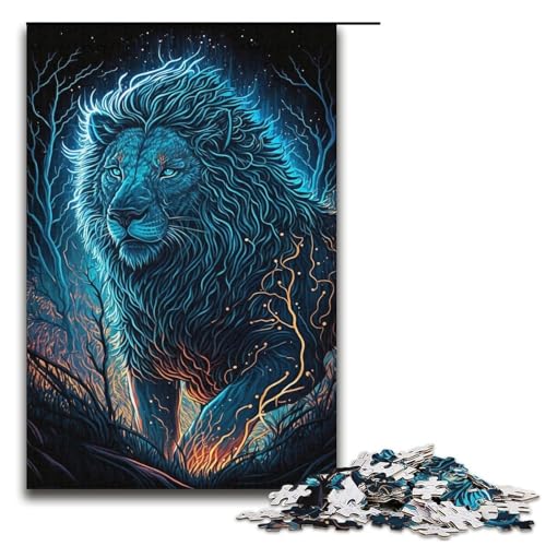 Puzzle für Erwachsene, 1000 Teile, Löwen-Puzzle, Kartonpuzzle, Familiendekoration, Größe 38 x 26 cm von LLONGKT