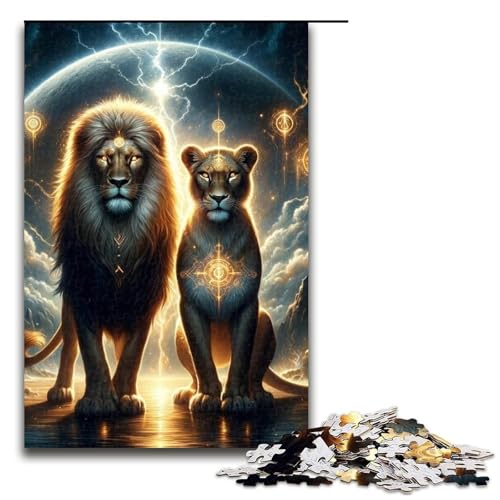 Puzzle für Erwachsene, 1000 Teile, Löwen-Puzzle, Lernpuzzle für die Heimdekoration, Größe 50 x 75 cm von LLONGKT