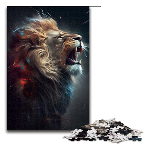 Puzzle für Erwachsene, 1000 Teile, Löwengebrüll, Puzzle, Spielzeug, Lernspiele, Stressabbau, EIN Kunstwerk, Größe 50 x 75 cm von LLONGKT