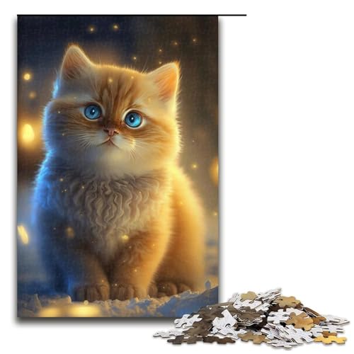 Puzzle für Erwachsene, 1000 Teile, MKitten im Schnee, Puzzle-Spielzeug, Denkspiel, Geburtstagsgeschenk, Geschenke, Wandkunst (Größe 50 x 75 cm) von LLONGKT