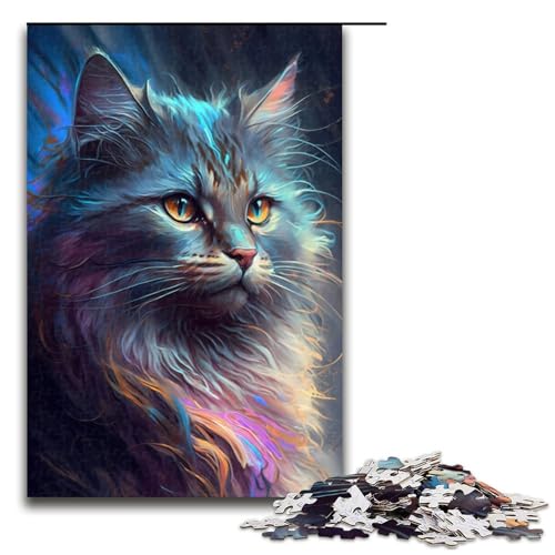 Puzzle für Erwachsene, 1000 Teile, Maine-Coon-Katze, Mal-Puzzlespiel, gutes Geschenk für Teenager ab 14 Jahren (Größe 50 x 75 cm) von LLONGKT