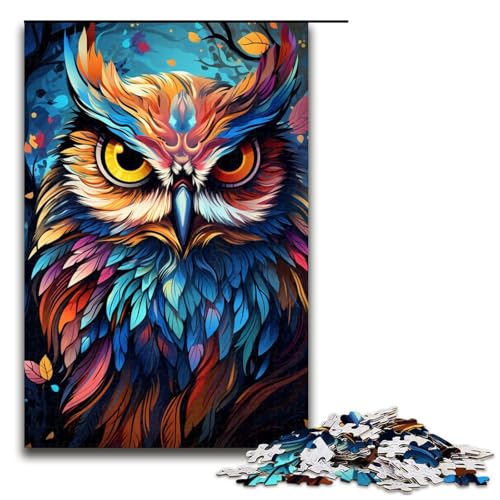 Puzzle für Erwachsene, 1000 Teile, Malen, Farbe, Tier, Eule, Spielzeug, Lernspiele, Stressabbau, tolles Geschenk (Größe 50 x 75 cm) von LLONGKT