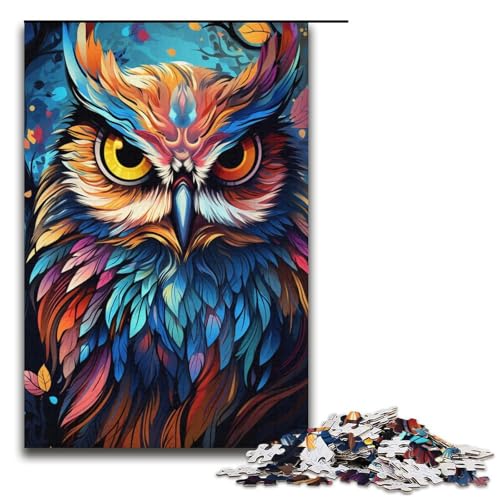 Puzzle für Erwachsene, 1000 Teile, Malen, Farbe, Tier, Eule, tolle Geschenke und Spielzeuge für Teenager ab 14 Jahren (Größe 38 x 26 cm) von LLONGKT