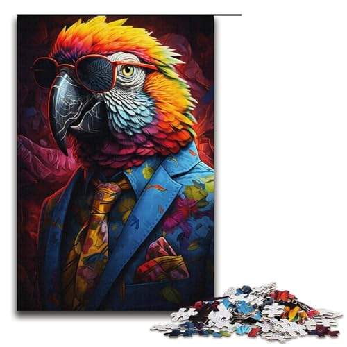 Puzzle für Erwachsene, 1000 Teile, Malen, bunter Papagei, Puzzle für Lernspiele, Herausforderung, Spielzeug, Geschenk für die ganze Familie (Größe 38 x 26 cm) von LLONGKT