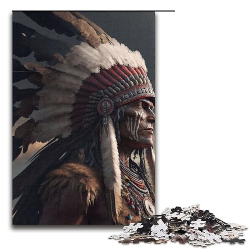 Puzzle für Erwachsene, 1000 Teile, Native Chief-Puzzlespiel, tolles Teenager ab 14 Jahren, Größe 38 x 26 cm von LLONGKT