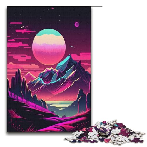 Puzzle für Erwachsene, 1000 Teile, Neon-Berg-Puzzle für Karton, tolles Geschenk für Erwachsene (Größe 38 x 26 cm) von LLONGKT