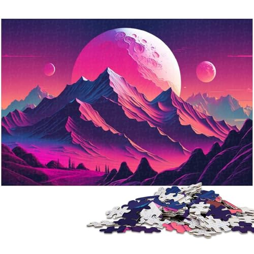 Puzzle für Erwachsene, 1000 Teile, Neon-Berg-Puzzle mit passendem Poster und Quizblatt, für Jugendliche ab 14 Jahren, Größe 38 x 26 cm von LLONGKT