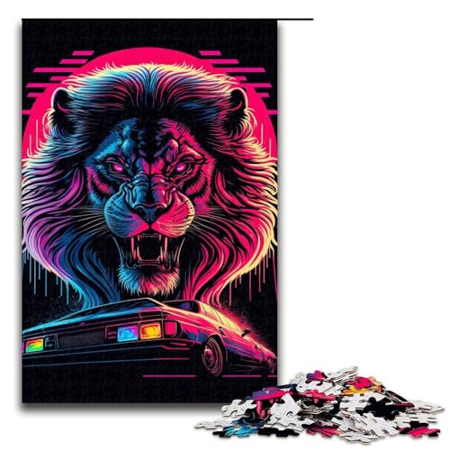 Puzzle für Erwachsene, 1000 Teile, Neon-Löwe, Familiendekoration, Größe 50 x 75 cm von LLONGKT