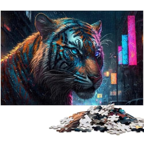 Puzzle für Erwachsene, 1000 Teile, Neon-Tiger-Astronauten-Puzzle, Holzpuzzle, tolles Geschenk für Erwachsene, Größe 50 x 75 cm Puzzle für Erwachsene, 1000 Teile, Neon-Tiger-Astronauten-Puzzle, Holzpuzzle, tolles Geschenk für Erwachsene, Größe 50 x 75 cm von LLONGKT