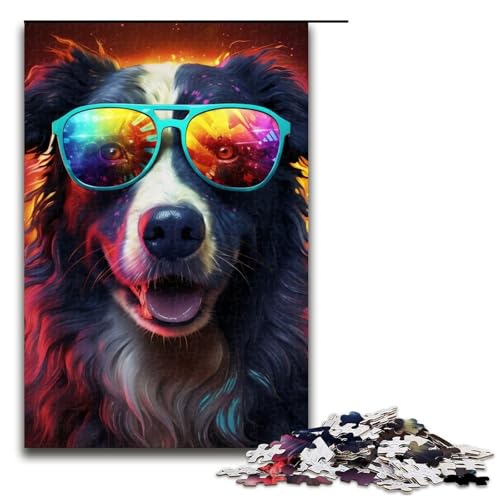 Puzzle für Erwachsene, 1000 Teile, Neonbrille, Border Collie, Stressabbau, Weihnachtswunschliste mit Weihnachtsmann, Größe 50 x 75 cm Puzzle für Erwachsene, 1000 Teile, Neonbrille, Border Collie, Stressabbau, Weihnachtswunschliste mit Weihnachtsmann, Größe 50 x 75 cm von LLONGKT