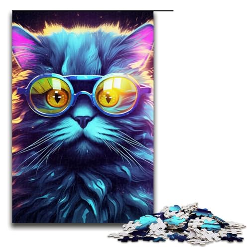 Puzzle für Erwachsene, 1000 Teile, Neonbrille, Katzen-Puzzle, Geschenke, Familienspiel, Stressabbau, schwierige Herausforderung, Größe 50 x 75 cm Puzzle für Erwachsene, 1000 Teile, Neonbrille, Katzen-Puzzle, Geschenke, Familienspiel, Stressabbau, schwierige Herausforderung, Größe 50 x 75 cm von LLONGKT