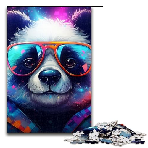 Puzzle für Erwachsene, 1000 Teile, Neonbrille, Panda-Puzzle – anspruchsvolles Spiel, tolles Geschenk für Spiele, geeignet für und Jugendliche ab 14 Jahren, Größe 50 x 75 cm von LLONGKT