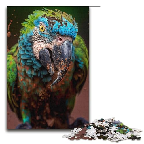 Puzzle für Erwachsene, 1000 Teile, Papageien-Entspannungsspiele mit passendem Poster und Quizblatt, Größe 38 x 26 cm von LLONGKT