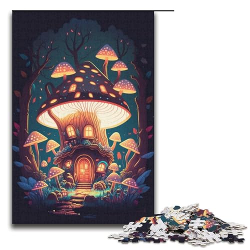 Puzzle für Erwachsene, 1000 Teile, Pilzhaus, anspruchsvolles Spiel, Geschenke, Weihnachtspuzzle (Größe 38 x 26 cm) von LLONGKT