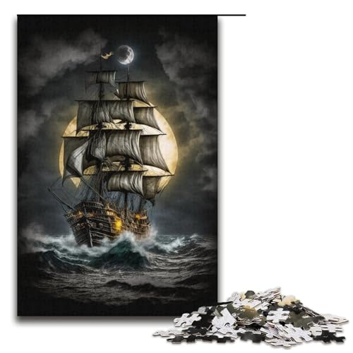 Puzzle für Erwachsene, 1000 Teile, Piratenschiff, Spielzeug, Lernspiele, Stressabbau, tolles Geschenk (Größe 38 x 26 cm) von LLONGKT