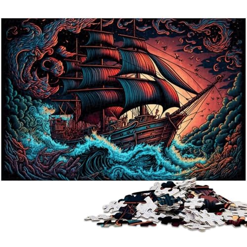 Puzzle für Erwachsene, 1000 Teile, Piratenschiff-Puzzle, Quizspiel, ganze Familie, Größe 50 x 75 cm von LLONGKT