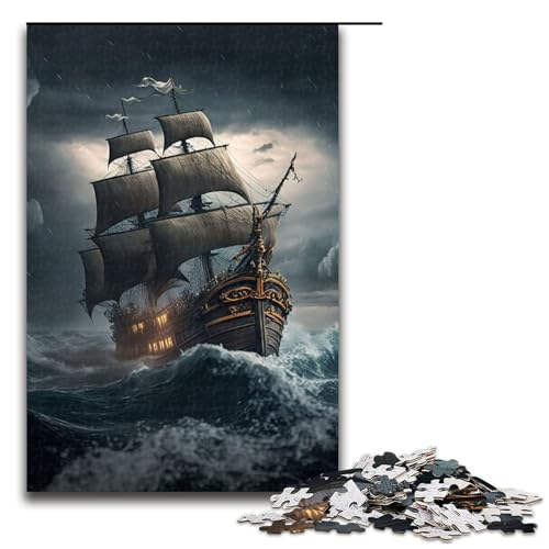 Puzzle für Erwachsene, 1000 Teile, Piratenschiff-Spielzeug, Lernspiele, Stressabbau, Verbesserung des Gedächtnisses, Größe 50 x 75 cm von LLONGKT