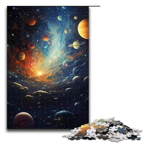Puzzle für Erwachsene, 1000 Teile, Planeten, Weltraum, Sterne, Universum, Puzzles für Holzpuzzles, Lernspiel, Herausforderungsspielzeug, Größe 50 x 75 cm von LLONGKT