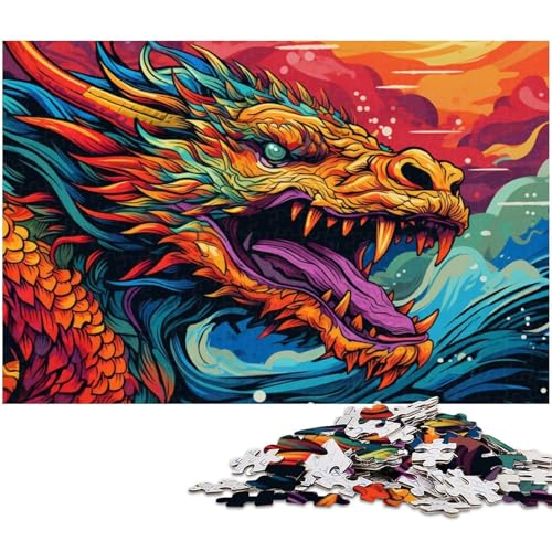 Puzzle für Erwachsene, 1000 Teile, Psychedelic Art Dragon Puzzle Quizspiel, ganze Familie, Größe 38 x 26 cm von LLONGKT