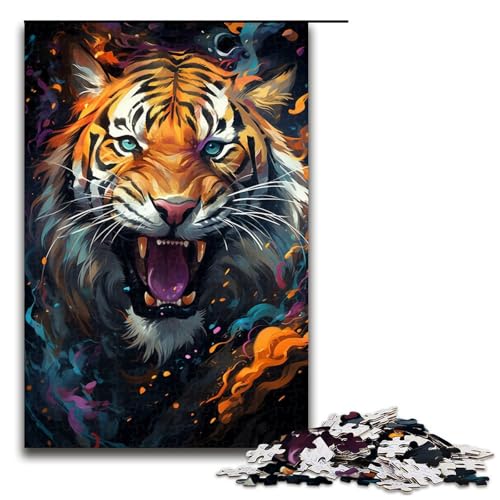 Puzzle für Erwachsene, 1000 Teile, Psychedelic Tiger, Puzzle, Geschenk zum Geburtstag, geeignet für Teenager ab 14 Jahren (Größe 50 x 75 cm) von LLONGKT
