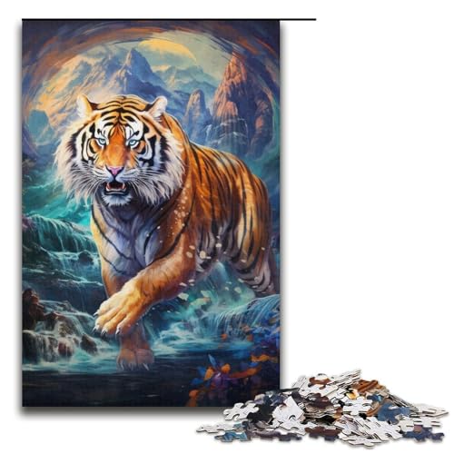 Puzzle für Erwachsene, 1000 Teile, Psychedelic Tiger Puzzle – anspruchsvolles Spiel, tolles Geschenk für Spiele, geeignet für und Jugendliche ab 14 Jahren, Größe 38 x 26 cm von LLONGKT