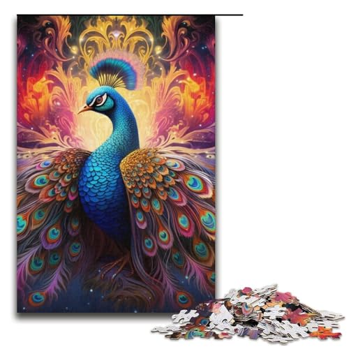 Puzzle für Erwachsene, 1000 Teile, Psychedelischer Pfau, Eltern-Kind-Interaktion, Geeignet für Jugendliche ab 14 Jahren von LLONGKT