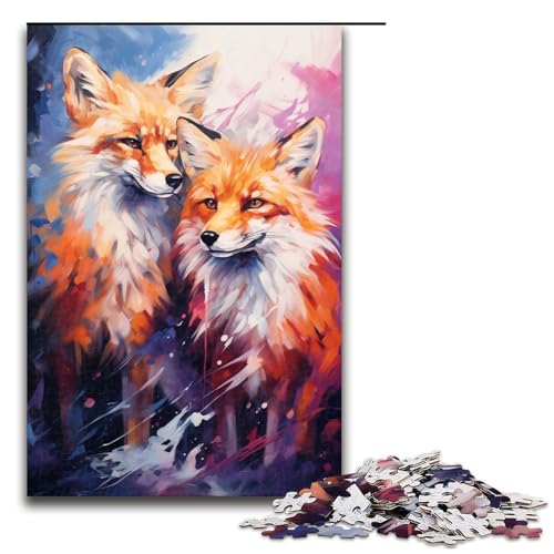 Puzzle für Erwachsene, 1000 Teile, Rotfüchse, Malen, Puzzle, anspruchsvolles Spiel, Spielzeug, einzigartig, Geburtstag (Größe 50 x 75 cm) von LLONGKT