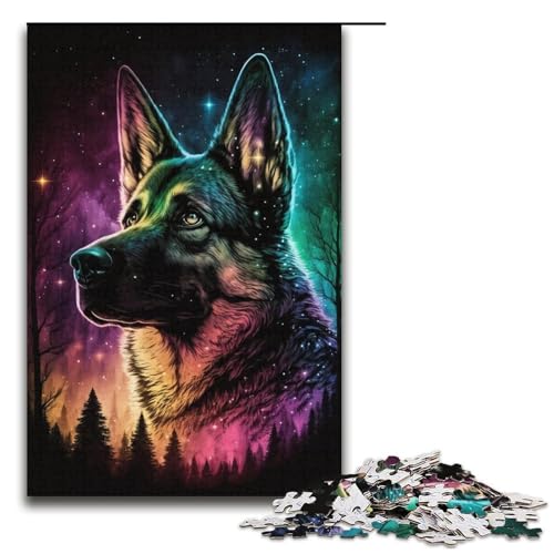Puzzle für Erwachsene, 1000 Teile, Schäferhund-Spielzeug, Lernspiele, Stressabbau, Verbesserung des Gedächtnisses, Größe 38 x 26 cm von LLONGKT