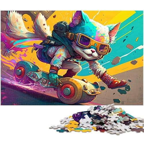 Puzzle für Erwachsene, 1000 Teile, Skateboard-Katzen-Puzzle, Denksportaufgabe, einzigartiger Geburtstag, geeignet für und Jugendliche ab 14 Jahren, Größe 50 x 75 cm Puzzle für Erwachsene, 1000 Teile, Skateboard-Katzen-Puzzle, Denksportaufgabe, einzigartiger Geburtstag, geeignet für und Jugendliche ab 14 Jahren, Größe 50 x 75 cm von LLONGKT