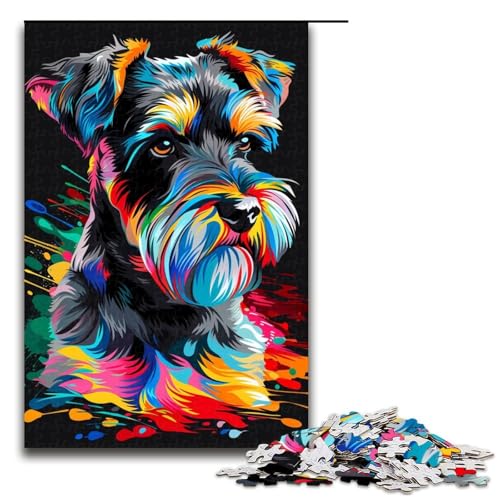 Puzzle für Erwachsene, 1000 Teile, Standardschnauzer-Hund, Eltern-Kind-Interaktion, geeignet für Jugendliche ab 14 Jahren von LLONGKT