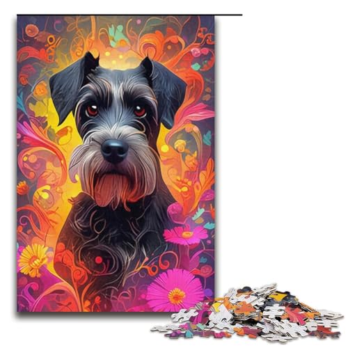 Puzzle für Erwachsene, 1000 Teile, Standardschnauzer-Hund, Puzzle-Spielzeug, Denkspiel, Geburtstagsgeschenk, Geschenke, Wandkunst (Größe 38 x 26 cm) von LLONGKT