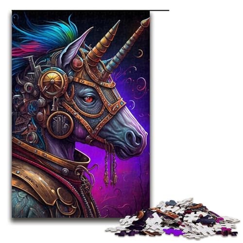 Puzzle für Erwachsene, 1000 Teile, Steampunk-Einhorn-Puzzle – anspruchsvolles Spiel, tolles Geschenk für Spiele, geeignet für und Jugendliche ab 14 Jahren, Größe 50 x 75 cm von LLONGKT