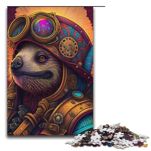 Puzzle für Erwachsene, 1000 Teile, Steampunk-Faultier-Puzzle – anspruchsvolles Spiel, tolles Geschenk für Spiele, geeignet für und Jugendliche ab 14 Jahren, Größe 38 x 26 cm von LLONGKT