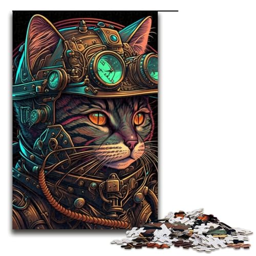 Puzzle für Erwachsene, 1000 Teile, Steampunk-Katze, Heimdekoration, Puzzlespielzeug, einzigartiges Geburtstagsgeschenk, Größe 50 x 75 cm Puzzle für Erwachsene, 1000 Teile, Steampunk-Katze, Heimdekoration, Puzzlespielzeug, einzigartiges Geburtstagsgeschenk, Größe 50 x 75 cm von LLONGKT
