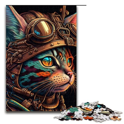 Puzzle für Erwachsene, 1000 Teile, Steampunk-Katzen-Puzzle, Eltern-Kind-Interaktion, geeignet für Jugendliche ab 14 Jahren von LLONGKT
