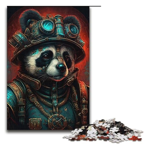 Puzzle für Erwachsene, 1000 Teile, Steampunk-Panda-Krieger-Puzzle – anspruchsvolles Spiel, tolles Geschenk für Spiele, geeignet für und Jugendliche ab 14 Jahren, Größe 38 x 26 cm von LLONGKT