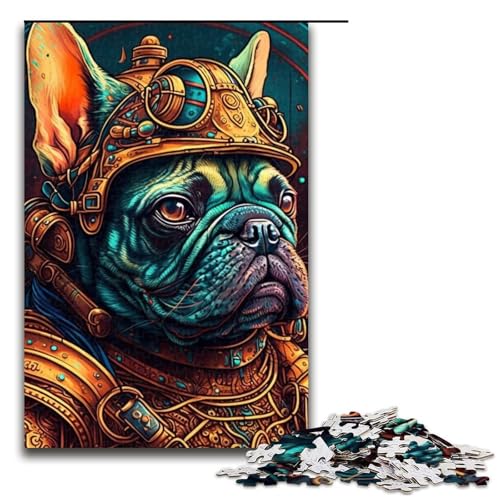Puzzle für Erwachsene, 1000 Teile, Steampunk-Puzzle mit französischer Bulldogge, Holzpuzzle, Heimdekoration, Größe 50 x 75 cm von LLONGKT