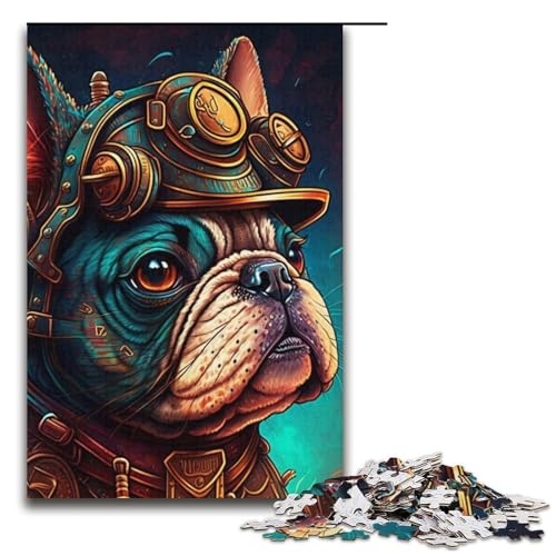 Puzzle für Erwachsene, 1000 Teile, Steampunk-Puzzle mit französischer Bulldogge, anspruchsvolles Spiel, tolles Geschenk für Spiele, geeignet für und Jugendliche ab 14 Jahren, Größe 38 x 26 cm von LLONGKT