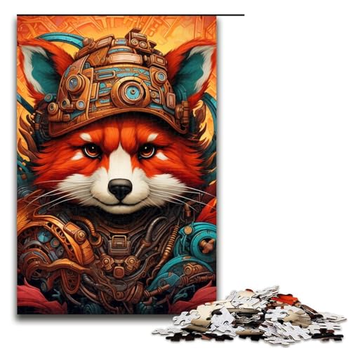 Puzzle für Erwachsene, 1000 Teile, Steampunk-Puzzle mit rotem Panda, Spaß für die ganze Familie, Stressabbau, schwierige Herausforderung, Größe 50 x 75 cm von LLONGKT