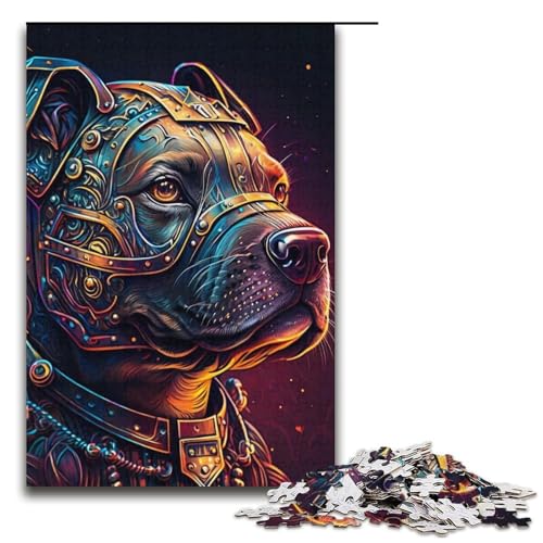 Puzzle für Erwachsene, 1000 Teile, Steampunk Staffordshire Terrier, schwieriges Puzzle, perfekte Dekoration für Teenager ab 14 Jahren, Größe 38 x 26 cm von LLONGKT