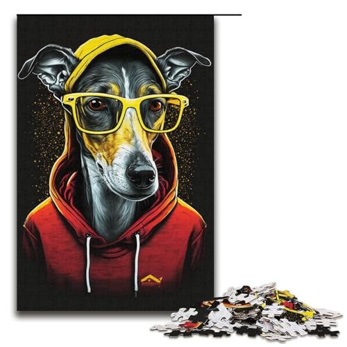 Puzzle für Erwachsene, 1000 Teile, Sweatshirt-Hunde-Puzzle, Heimdekoration, Puzzlespielzeug, geeignet für Paare und Teenager ab 14 Jahren (Größe 38 x 26 cm) von LLONGKT