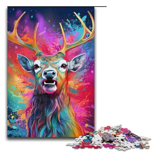 Puzzle für Erwachsene, 1000 Teile, Tier-Elch-Puzzle – anspruchsvolles Spiel, tolles Geschenk für Spiele, geeignet für Kinder und Jugendliche ab 14 Jahren, Größe 38 x 26 cm von LLONGKT